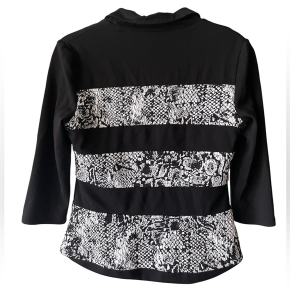 Frank Lyman Design Black and White Zip Jacket with Cropped Sleeves Size 6 - Picture 2 of 3